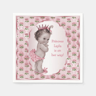 Guardanapo De Papel Chá de fraldas da princesa Cor-de-rosa Rosa do