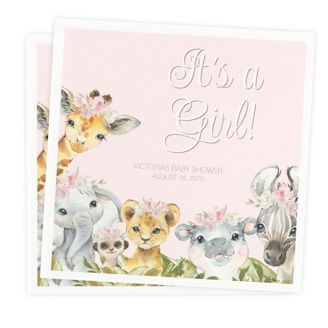 Guardanapo De Papel Chá de fraldas De Animais Safari Doce (You can change the text and background color.)