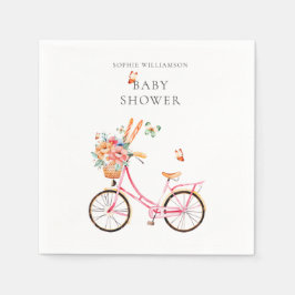 Guardanapo De Papel Chá de fraldas de Aquarela de Bicicleta Rosa Paris