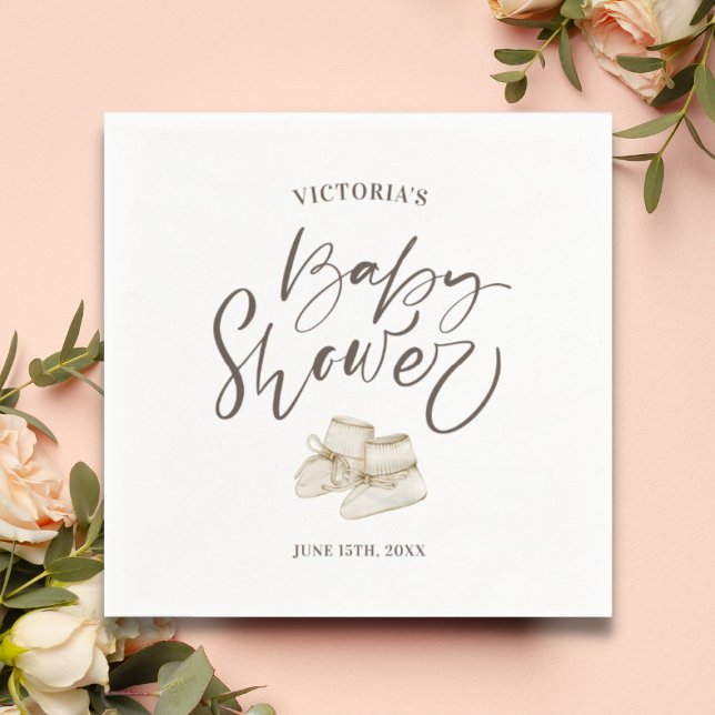 Guardanapo De Papel Chá de fraldas de Aquarela de Script Elegante Simp (Criador carregado)