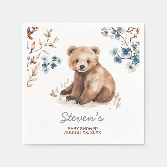 Guardanapo De Papel Chá de fraldas de aquarela de urso bonito (Frente)
