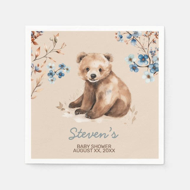 Guardanapo De Papel Chá de fraldas de aquarela de urso bonito (Frente)