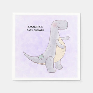 Guardanapo De Papel  Chá de fraldas de Aquarela do Dinossauro de Cinz