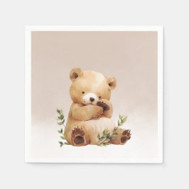 Guardanapo De Papel Chá de fraldas de Aquarela do Urso Bebê Cutie