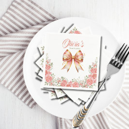 Guardanapo De Papel Chá de fraldas de Arco Floral Dourado e rosa