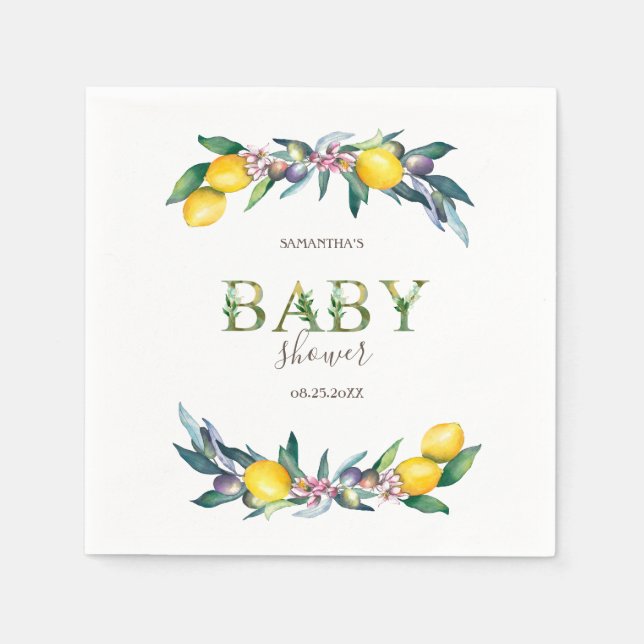 Guardanapo De Papel Chá de fraldas de Azeitona Limões (Frente)