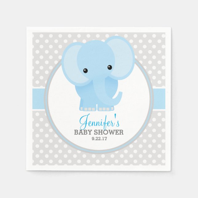 Guardanapo De Papel Chá de fraldas de Baby Elephant (azul) (Frente)
