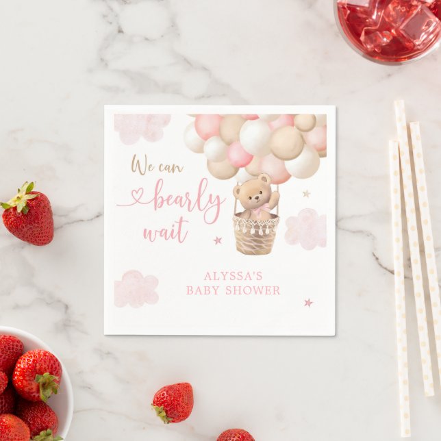 Guardanapo De Papel Chá de fraldas de Balão de Ar Quente com Urso Rosa (Insitu)
