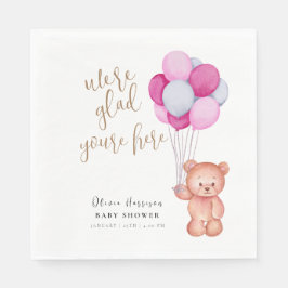 Guardanapo De Papel Chá de fraldas de Balão Rosa Simples Urso Teddy