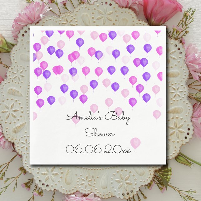 Guardanapo De Papel Chá de fraldas de balão roxo, rosa, personalizado (Criador carregado)