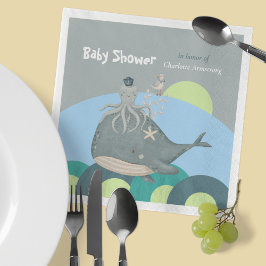 Guardanapo De Papel Chá de fraldas de Baleia Náutica de Cor Azul-Doce