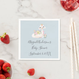 Guardanapo De Papel Chá de fraldas de Bebê Llama Branco e Azul