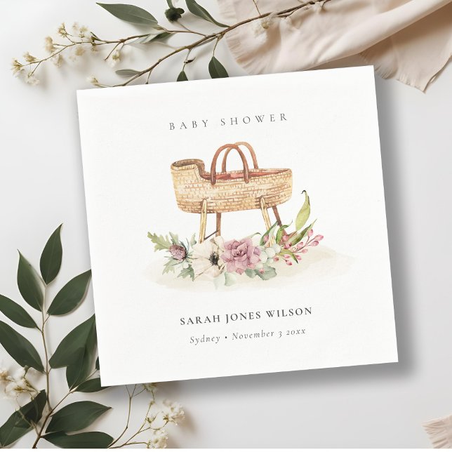 Guardanapo De Papel Chá de fraldas de Boho Nursery Floral Rosa (Criador carregado)