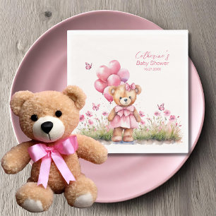 Guardanapo De Papel Chá de fraldas de Borboleta Rosa de Urso Teddy