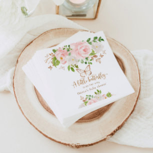 Guardanapo De Papel Chá de fraldas de borboleta rosa-plana Napkins