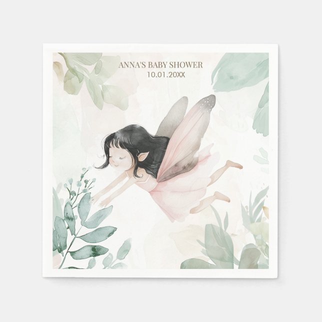 Guardanapo De Papel Chá de fraldas de Brunette Fairy Girl (Frente)