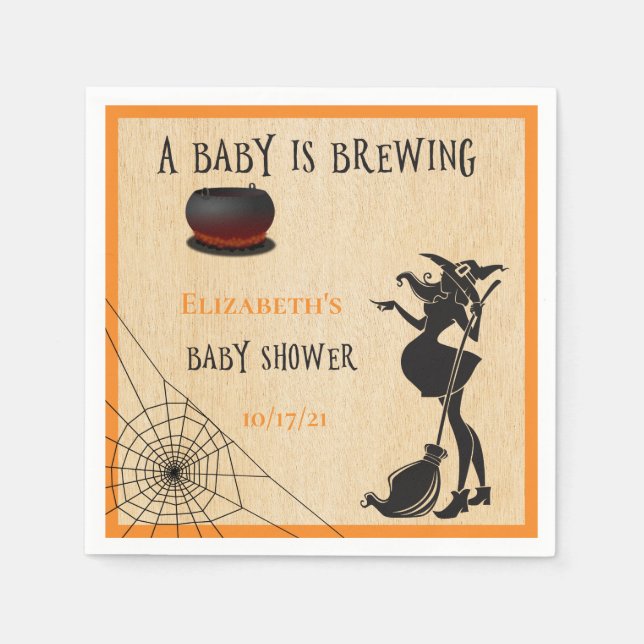 Guardanapo De Papel Chá de fraldas de bruxaria do Halloween de outubro (Frente)