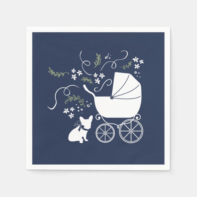 Guardanapo De Papel Chá de fraldas de Buldogue Francês Napkins Design  (Frente)