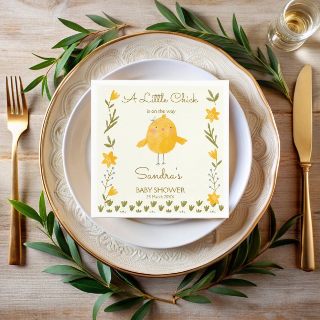 Guardanapo De Papel Chá de fraldas de caça (Chicken farm animals whimsical spring baby shower personalized napkins chick baby shower decor)