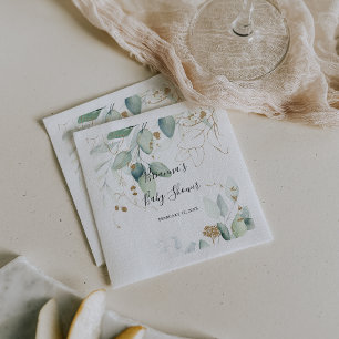 Guardanapo De Papel Chá de fraldas de Caligrafia Eucalyptus Dourado N