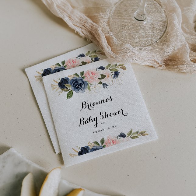 Guardanapo De Papel Chá de fraldas de Caligrafia Floral Elegante (Criador carregado)