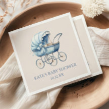 Chá de fraldas de Carruagem do Elegante Blue Vinta