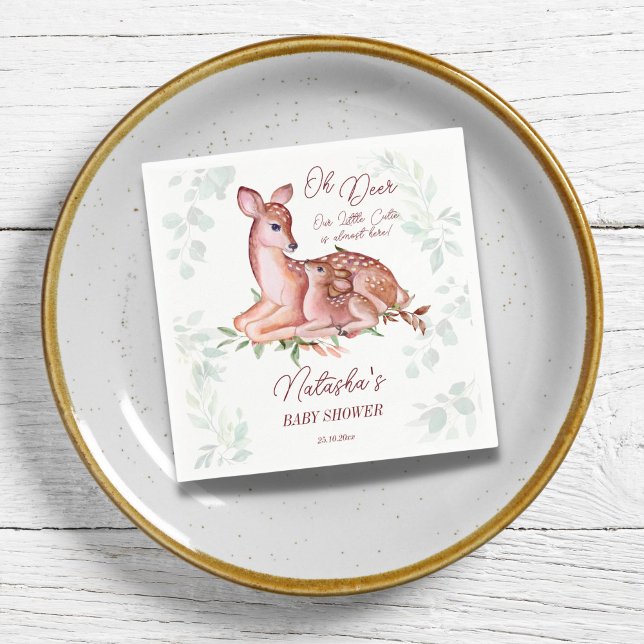 Guardanapo De Papel Chá de fraldas de cervejas (Oh deer baby shower napkins cute baby deer mother doe woodlands themed baby shower tableware)