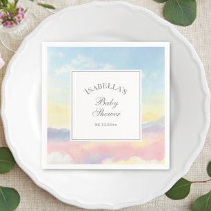 Guardanapo De Papel Chá de fraldas de Céu e Nuvens de Aquarela Elegant