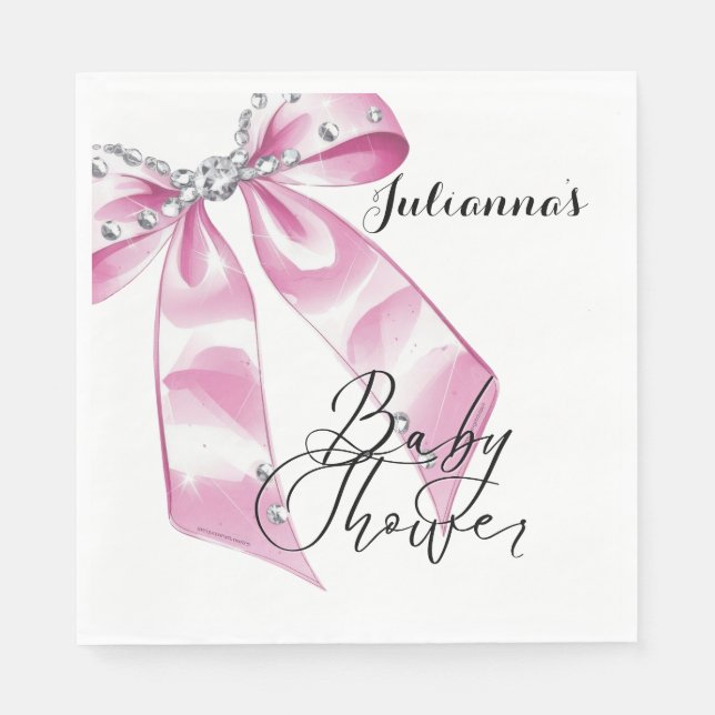 Guardanapo De Papel Chá de fraldas de coqueta rosa elegante (Frente)