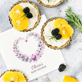 Guardanapo De Papel Chá de fraldas de Coração Floral Rosa Fuschia