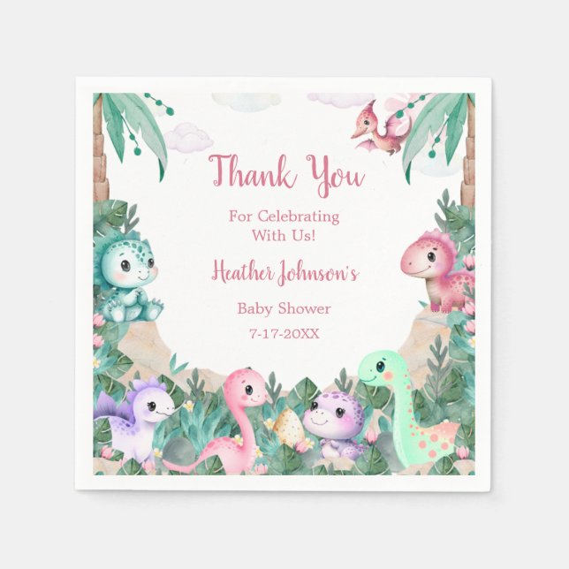 Guardanapo De Papel Chá de fraldas De Dinossauros Cachorros De Aquarel (Frente)