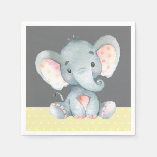 Guardanapo De Papel Chá de fraldas de elefante Amarelo e Cinza Napkin