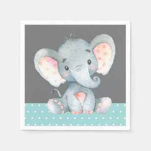 Guardanapo De Papel Chá de fraldas de elefante Aqua Teal Turquoise e