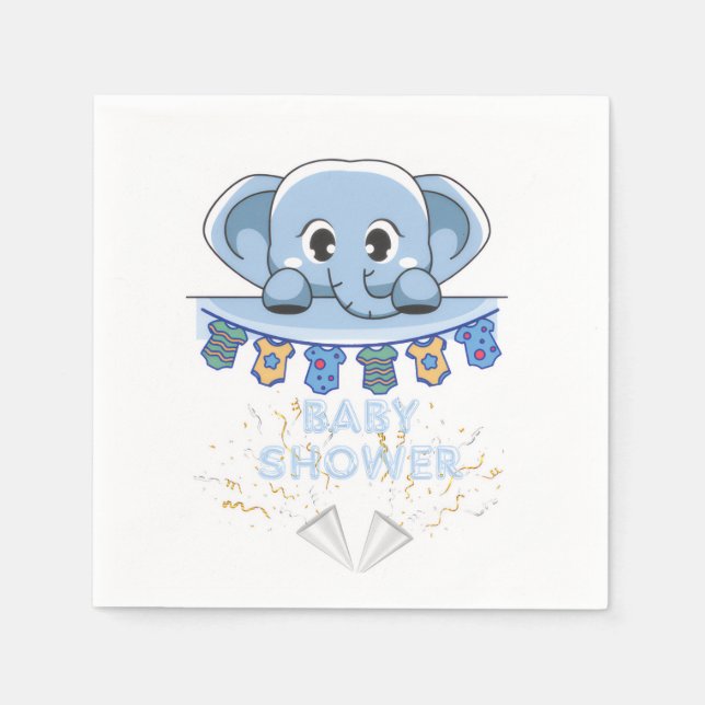 Guardanapo De Papel Chá de fraldas de elefante azul (Frente)