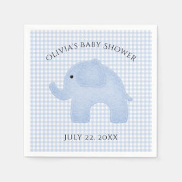 Guardanapo De Papel Chá de fraldas de Elefante Blue Gingham Baby Boy