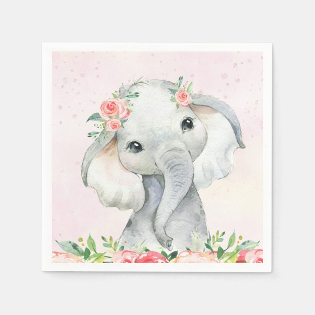 Guardanapo De Papel Chá de fraldas de Elefante de Menina Bonita (Frente)