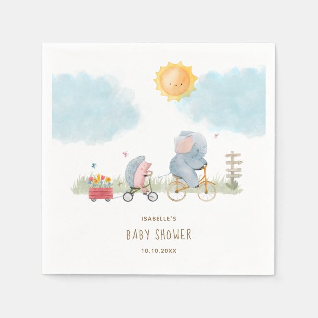 Guardanapo De Papel Chá de fraldas de Elefante e Porco (Frente)