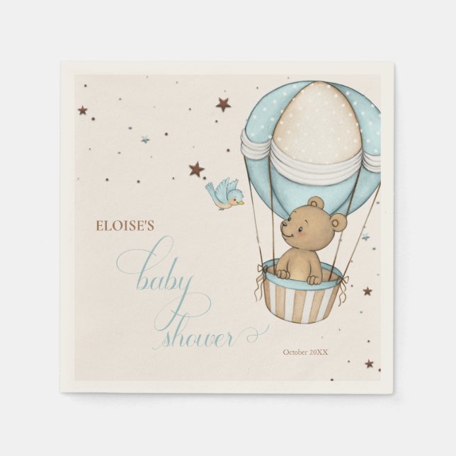 Guardanapo De Papel Chá de fraldas de Espera do Balão Quente do Urso d (Frente)