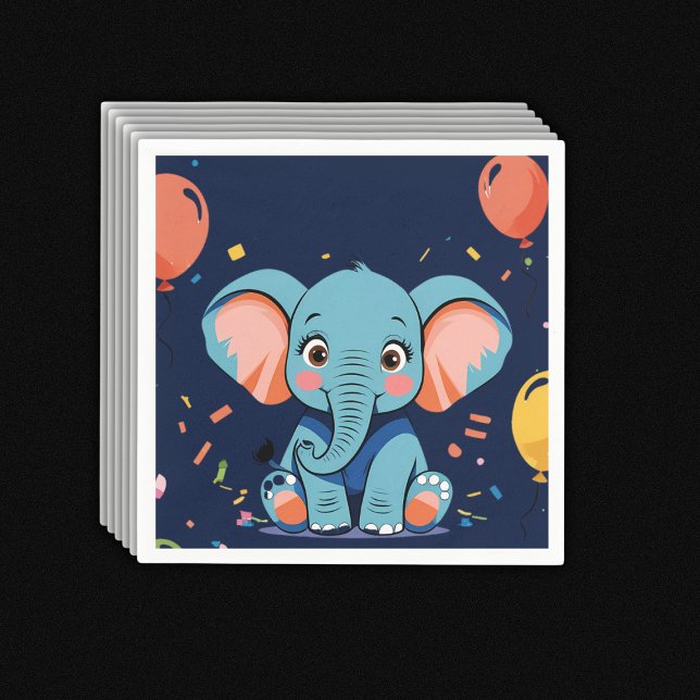 Guardanapo De Papel Chá de fraldas de Festa de Elefante para Bebê Azul (Criador carregado)