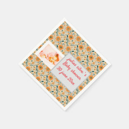 Guardanapo De Papel chá de fraldas de flores laranja boho aper Napkin