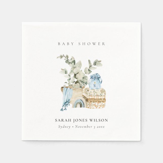 Guardanapo De Papel Chá de fraldas de Foliage Blue Boho (Frente)