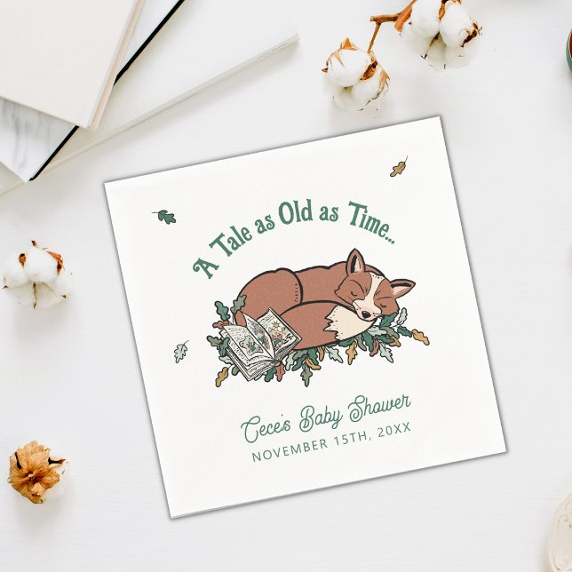 Guardanapo De Papel Chá de fraldas de Frases Personalizadas do Woodlan (Woodland Fox Baby Shower Napkins)