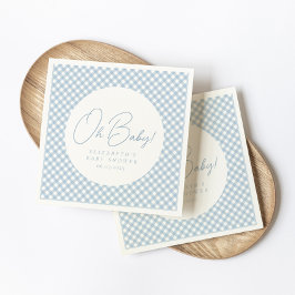 Guardanapo De Papel Chá de fraldas de gingham azul e fofo