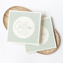Guardanapo De Papel Chá de fraldas de gingham verde e fofo