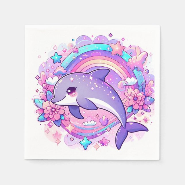 Guardanapo De Papel Chá de fraldas de golfinho de desenho animado (Frente)