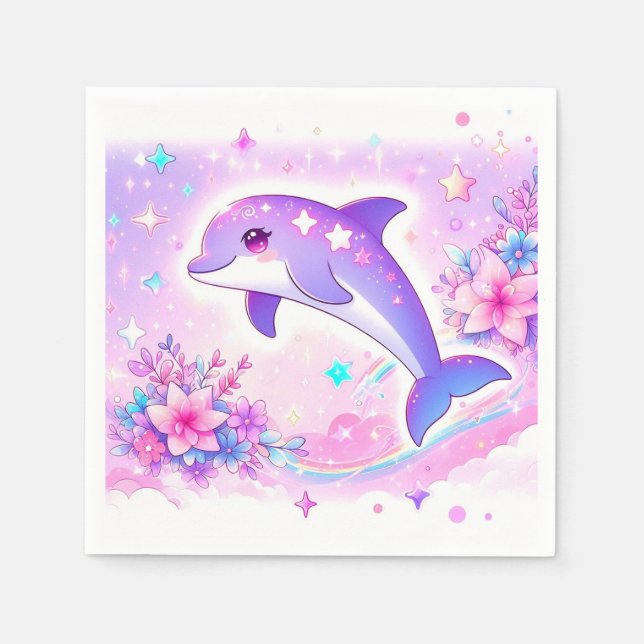 Guardanapo De Papel Chá de fraldas De Golfinho Whimsical Pastel (Frente)