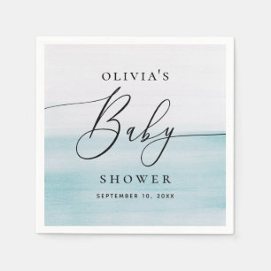 Guardanapo De Papel Chá de fraldas de guião azul pastel elegante com a