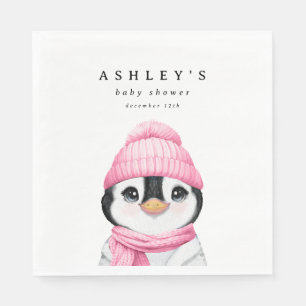 Guardanapo De Papel Chá de fraldas de inverno Pinguim Rosa
