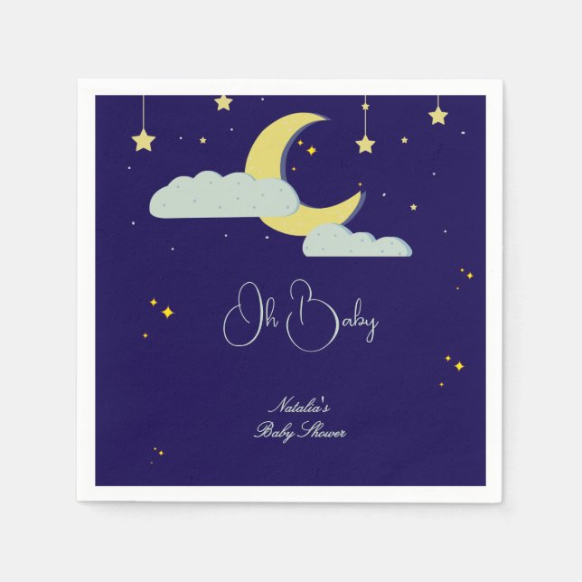Guardanapo De Papel Chá de fraldas de Lua Celestial com Desenho de Mão (Frente)