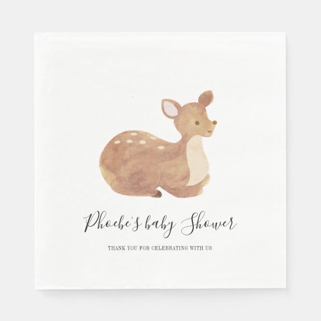 Guardanapo De Papel Chá de fraldas De Madeira, Chic Deer Personalizado (Frente)
